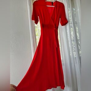 & Other Stories Red Midi Dress